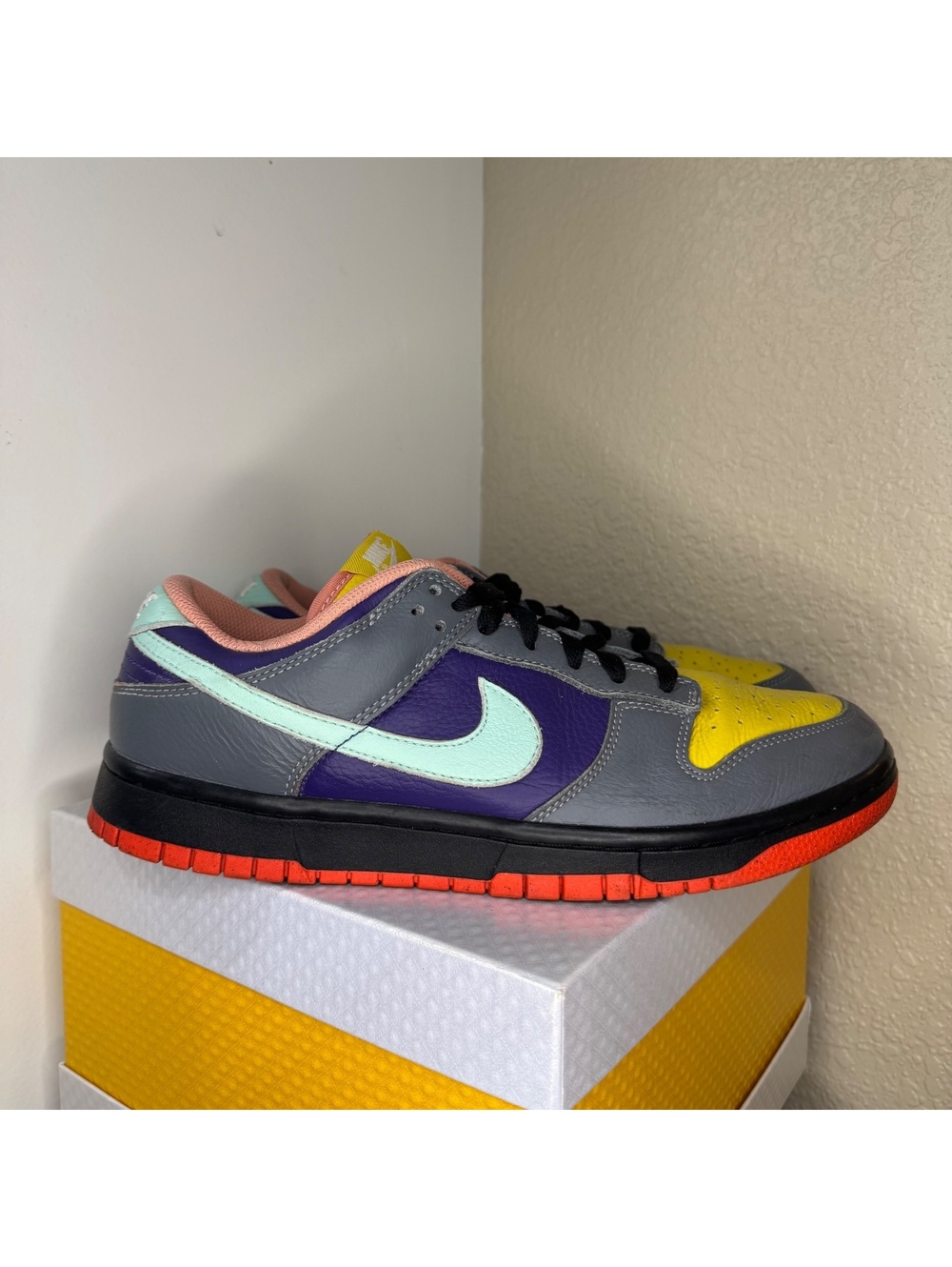 Nike Dunk Low By You Custom FN0569-900 Men’s Size 9 Purple Yellow Mint Gray